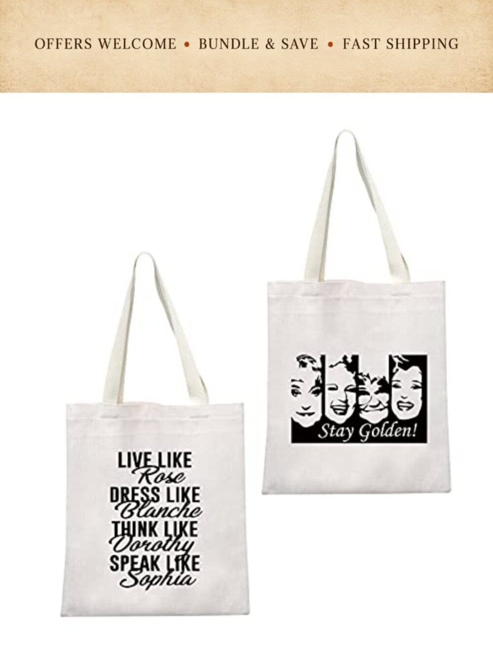 Canvas Reusable Grocery Shopping Tote Bag with TV Show Inspired Quote Design